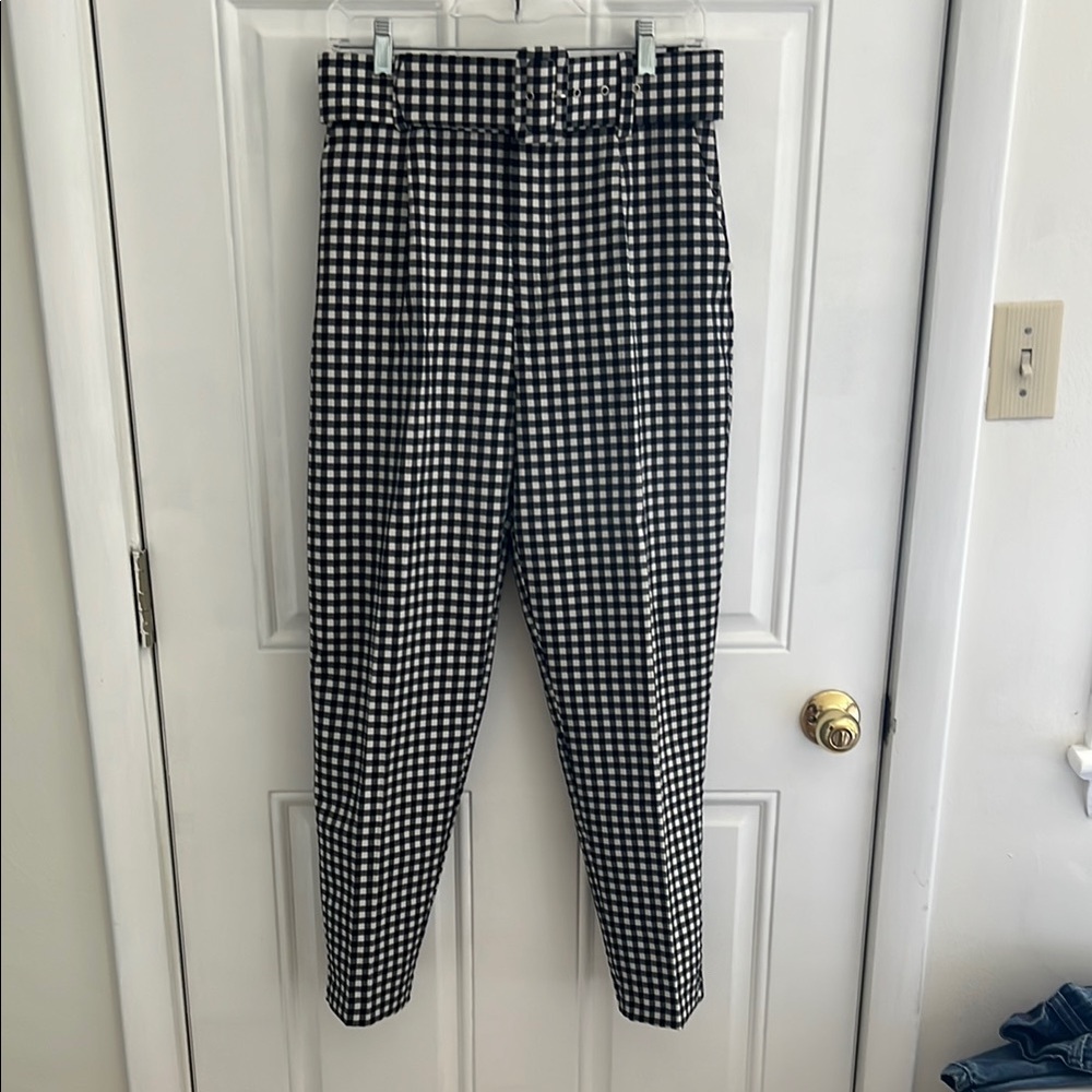 Zara Black and White Checkered Pants